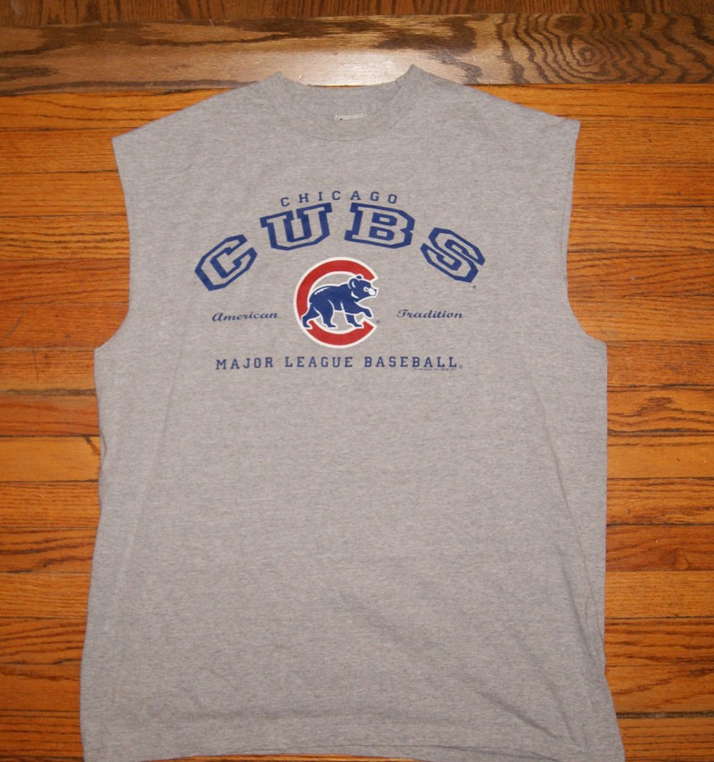 Vintage Y2K Chicago Cubs Lee Sport Gray XL Sleeveless TShirt Spell Out Cub Logo